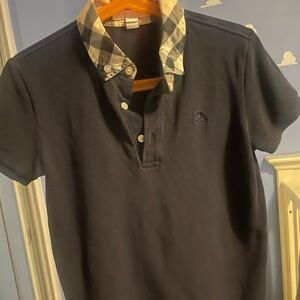 Burberry Black Polo with Checkered Collar